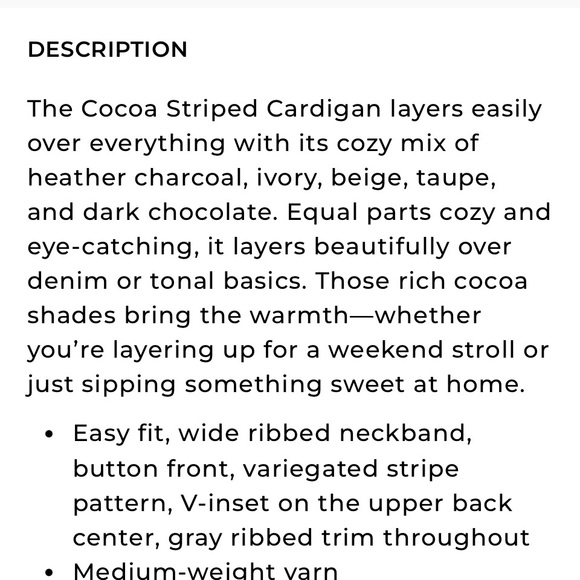 CAbi Women's Striped Cardigan - Black, Brown, Cream - Picture 5 of 5